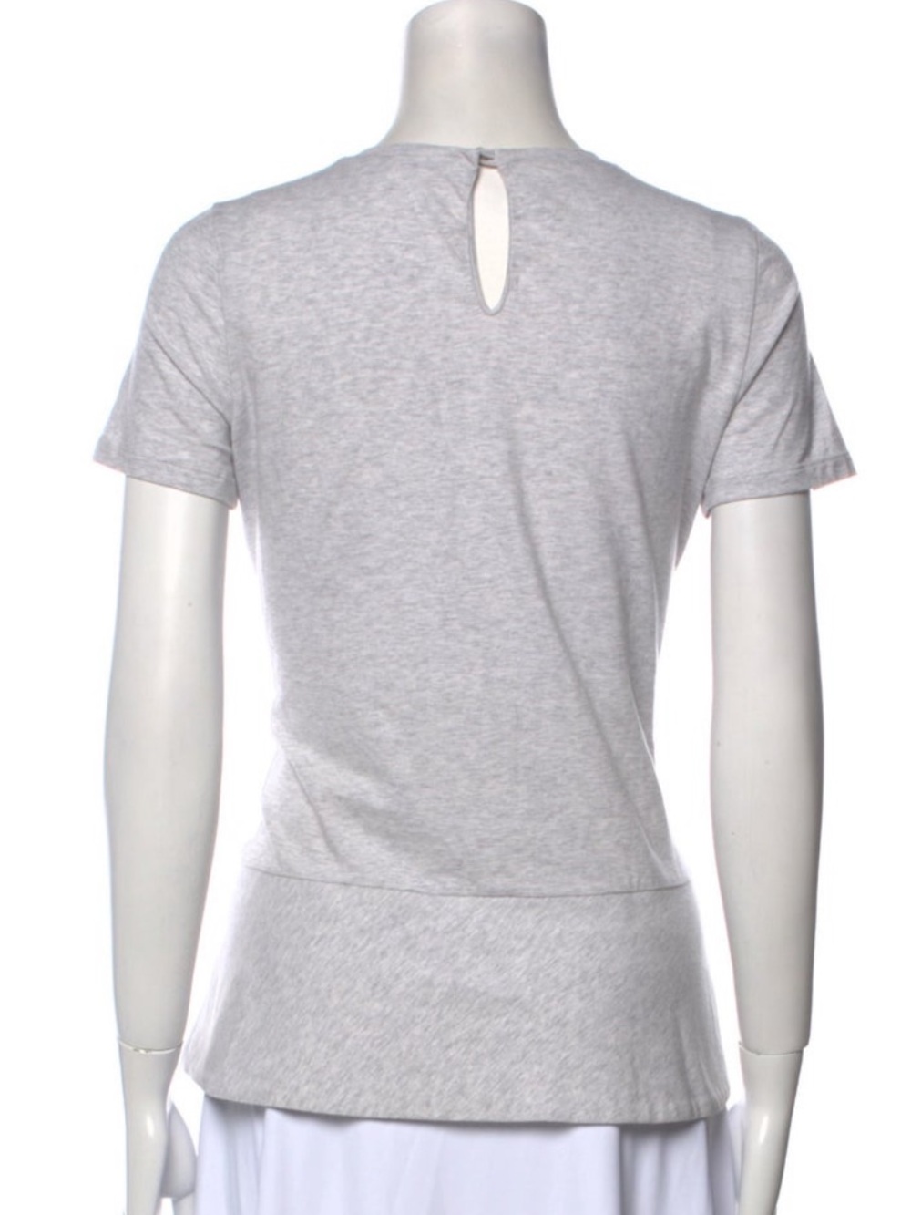 Brunello Cucinelli Heather Light Gray Short Sleeve Peplum Tee - Picture 3 of 3
